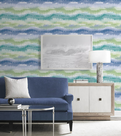 Ikat Waves Abstract Peel and Stick Removable Wallpaper