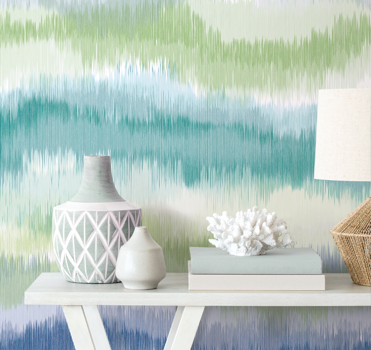 Ikat Waves Abstract Peel and Stick Removable Wallpaper