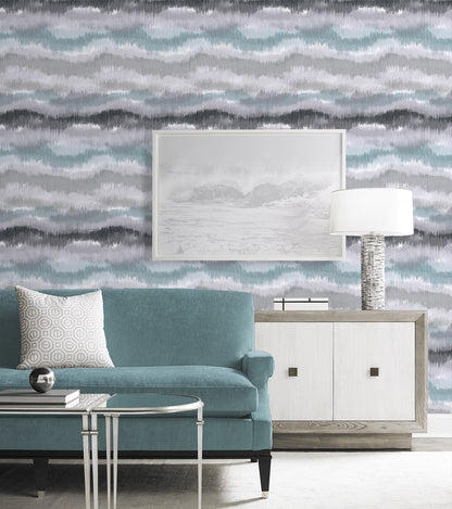 Ikat Waves Abstract Peel and Stick Removable Wallpaper
