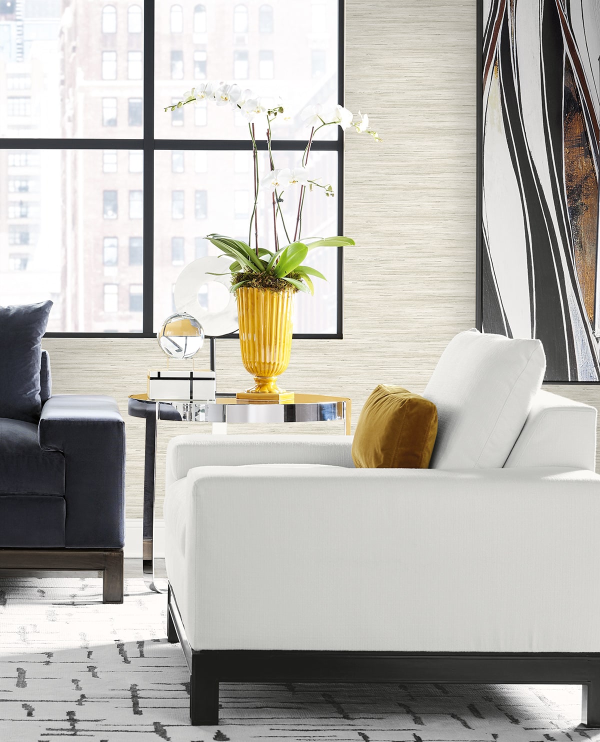 Loe Sanctuary Stria Embossed Vinyl Unpasted Wallpaper