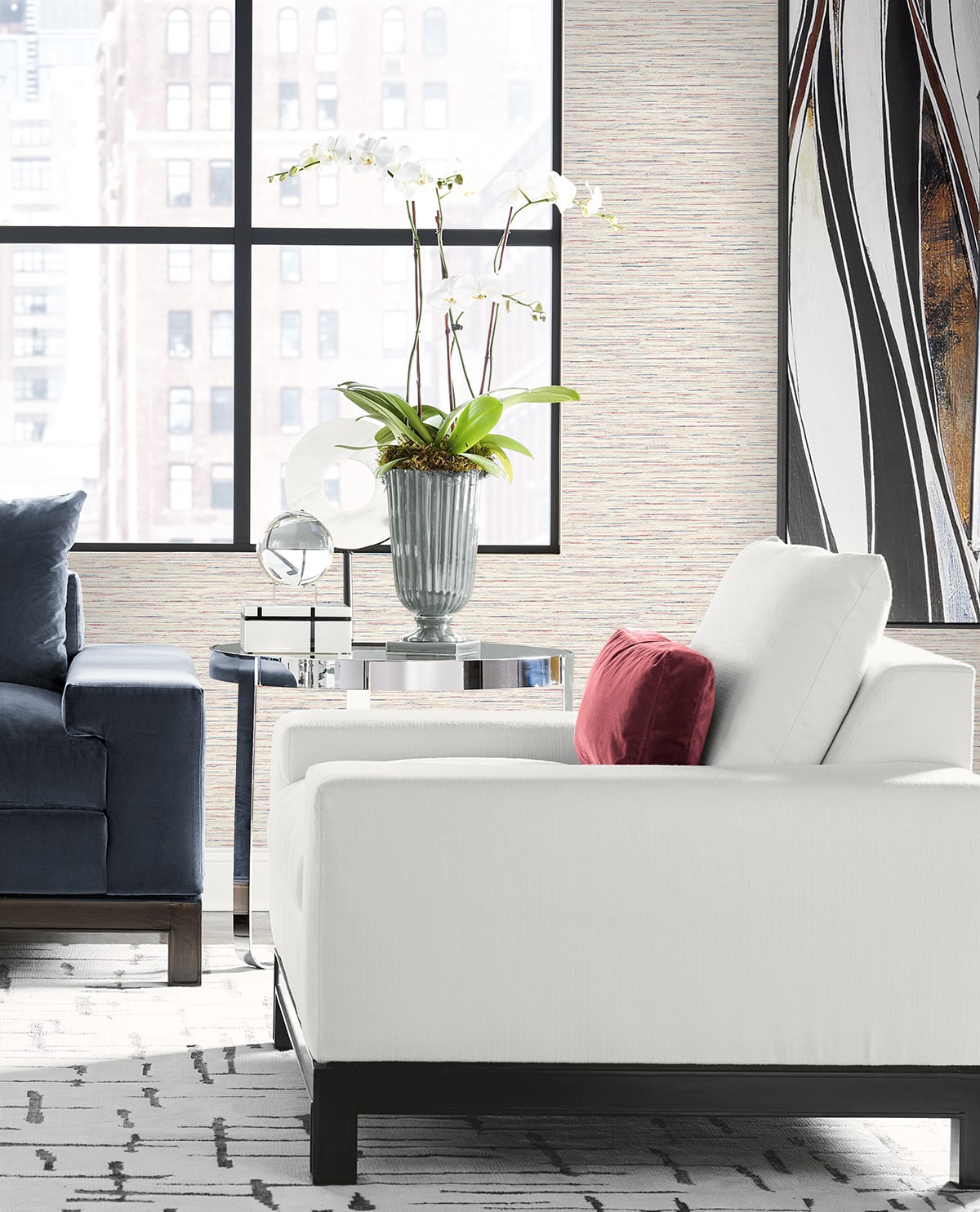 Loe Sanctuary Stria Embossed Vinyl Unpasted Wallpaper