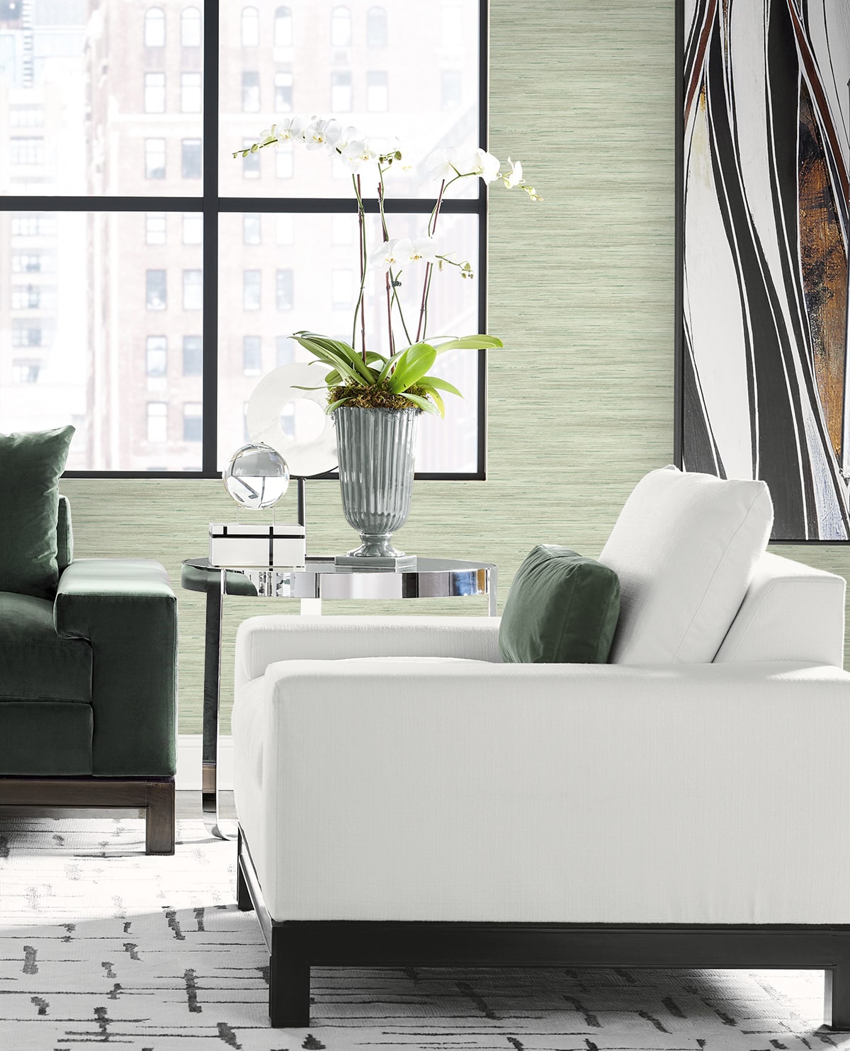 Loe Sanctuary Stria Embossed Vinyl Unpasted Wallpaper