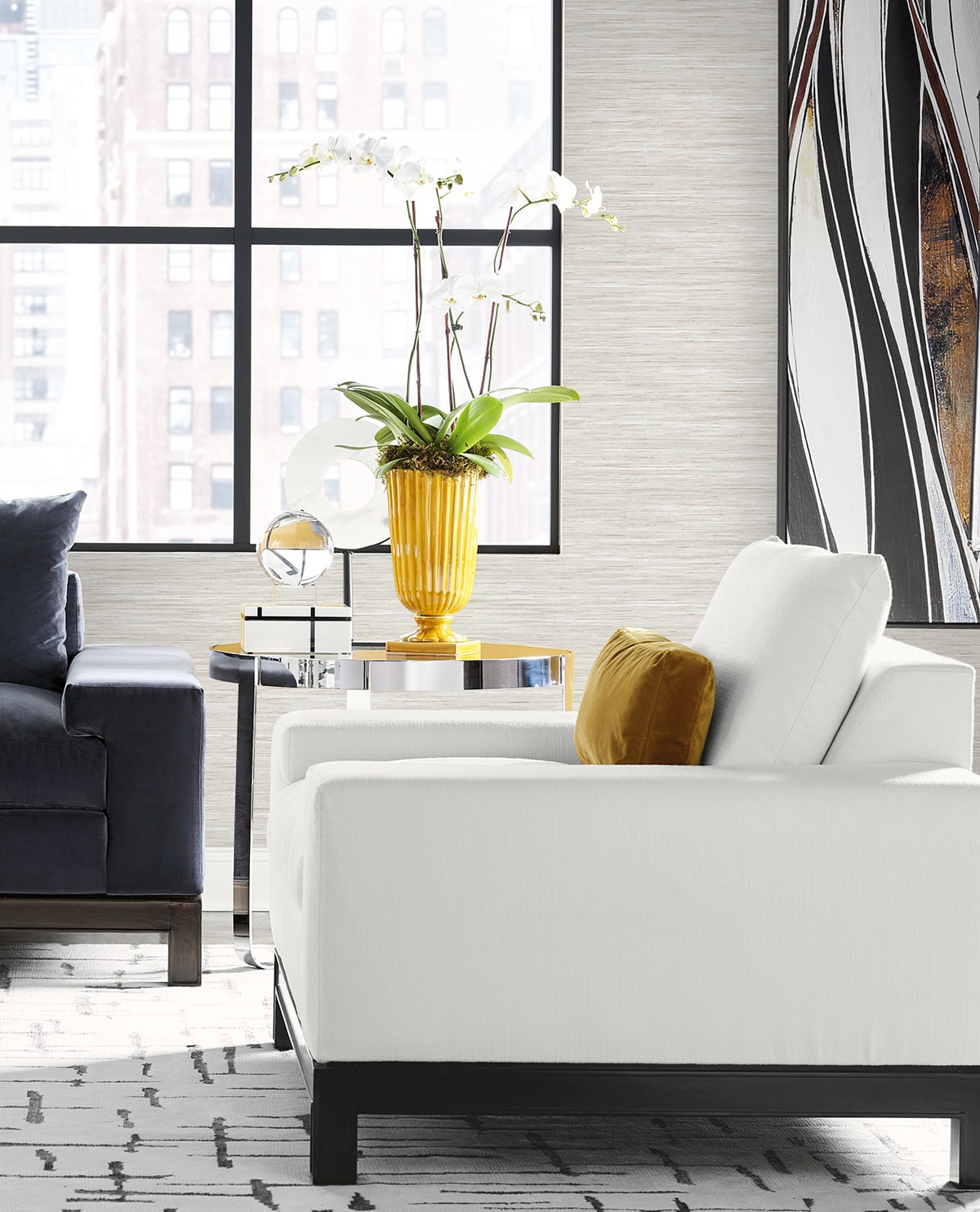 Loe Sanctuary Stria Embossed Vinyl Unpasted Wallpaper