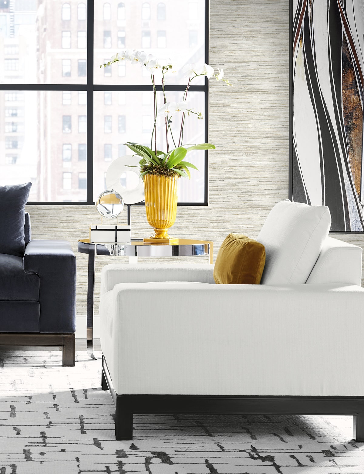 Loe Sanctuary Stria Embossed Vinyl Unpasted Wallpaper