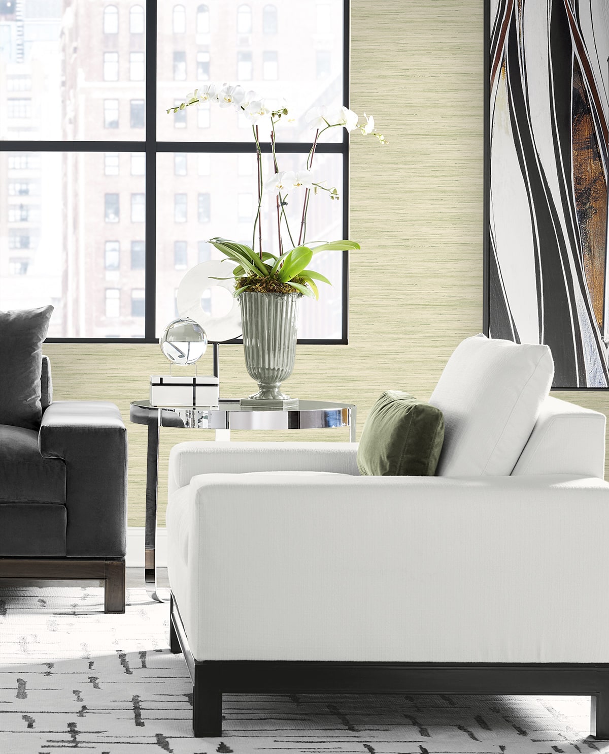 Loe Sanctuary Stria Embossed Vinyl Unpasted Wallpaper