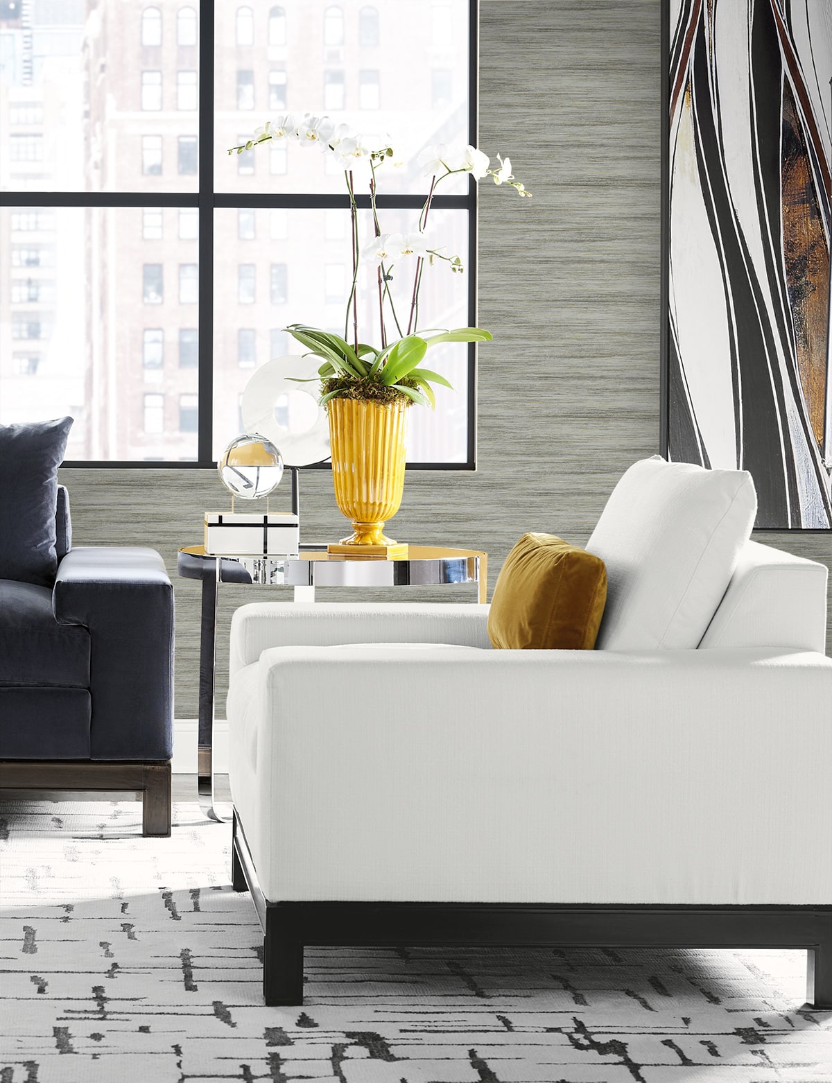 Loe Sanctuary Stria Embossed Vinyl Unpasted Wallpaper