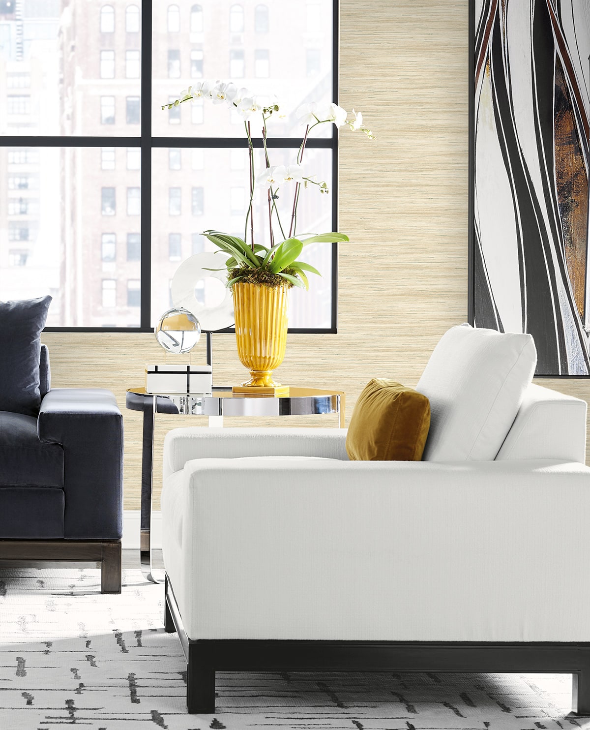 Loe Sanctuary Stria Embossed Vinyl Unpasted Wallpaper