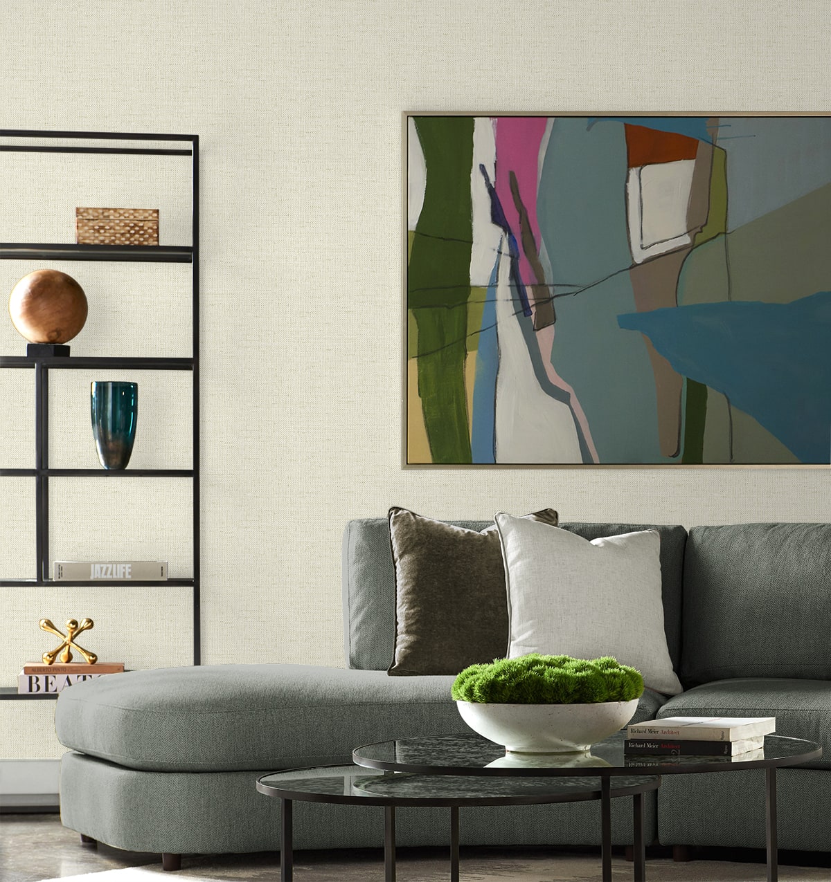 Kaya Faux Paperweave Embossed Vinyl Unpasted Wallpaper