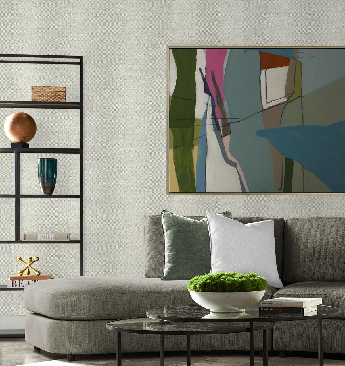 Kaya Faux Paperweave Embossed Vinyl Unpasted Wallpaper