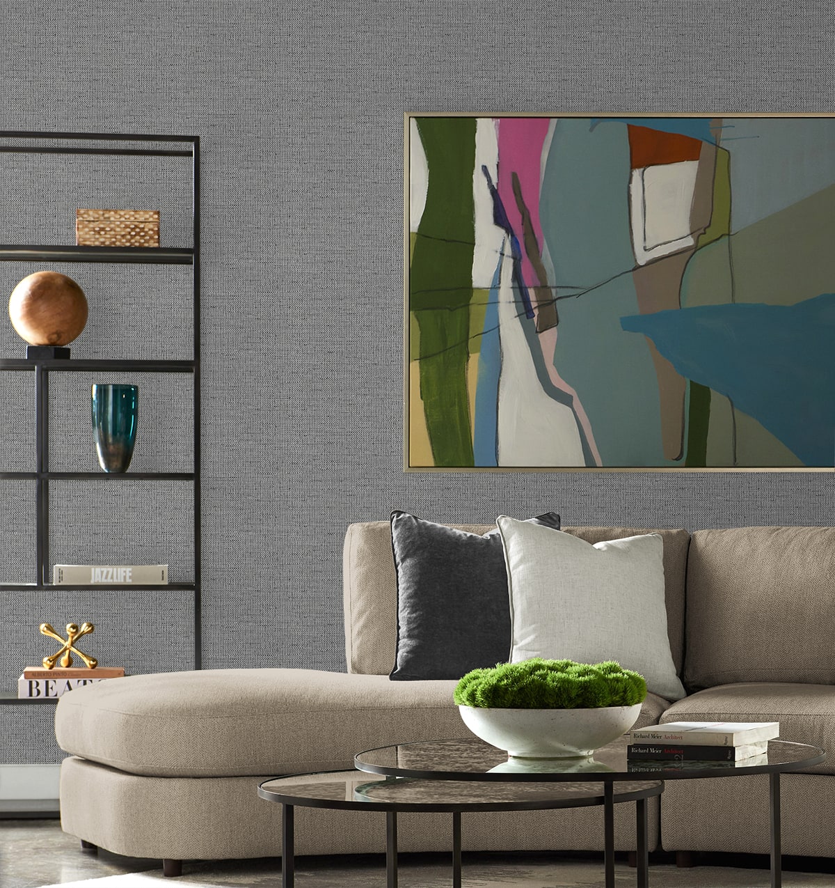 Kaya Faux Paperweave Embossed Vinyl Unpasted Wallpaper