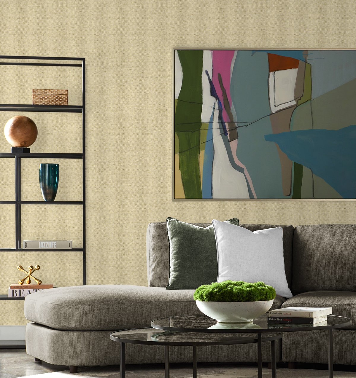 Kaya Faux Paperweave Embossed Vinyl Unpasted Wallpaper