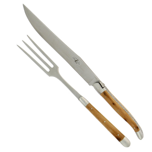 Laguiole Carving Set Juniper Handle Satin Finish