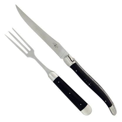 Laguiole XL Carving Set Ebony Handle Satin Finish