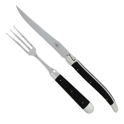 Laguiole XL Carving Set Ebony Handle Shiny Finish