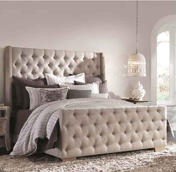 Laurent Tufted Bed Eastern King in Natural-discontinued