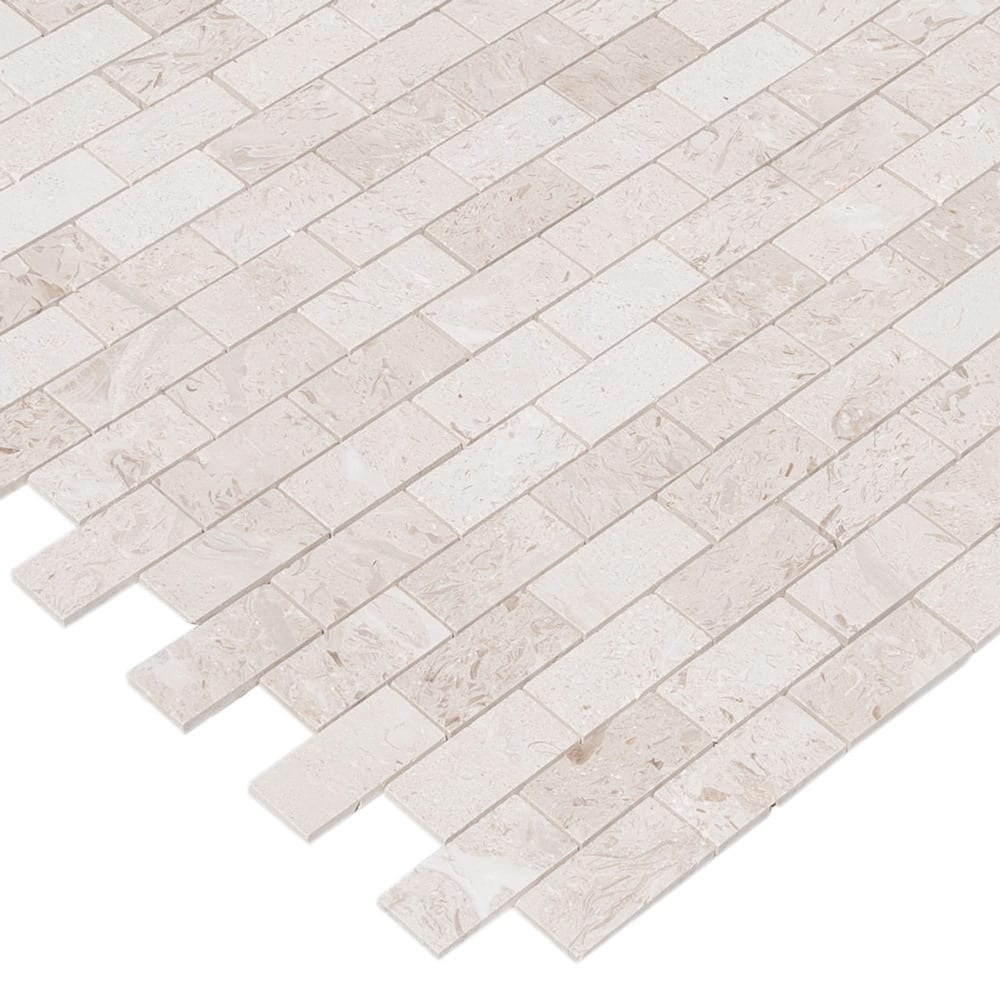 Mayra White Limestone Brushed Mosaic Floor and Wall Tile - Livfloors Collection