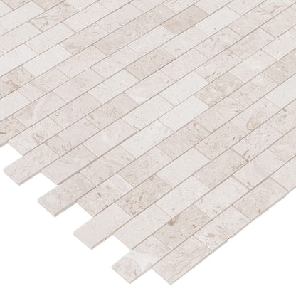Mayra White Limestone Brushed Mosaic Floor and Wall Tile - Livfloors Collection