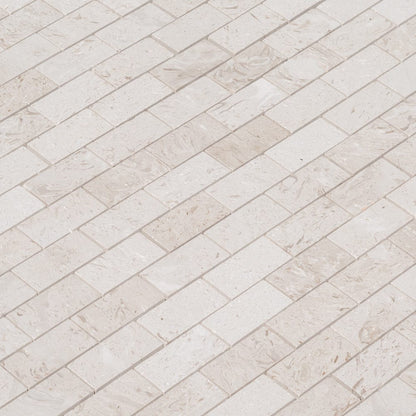 Mayra White Limestone Brushed Mosaic Floor and Wall Tile - Livfloors Collection