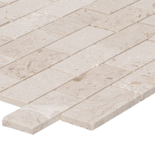 Mayra White Limestone Brushed Mosaic Floor and Wall Tile - Livfloors Collection