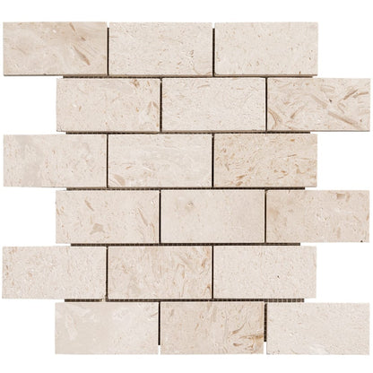 Mayra White Limestone Brushed Mosaic Floor and Wall Tile - Livfloors Collection