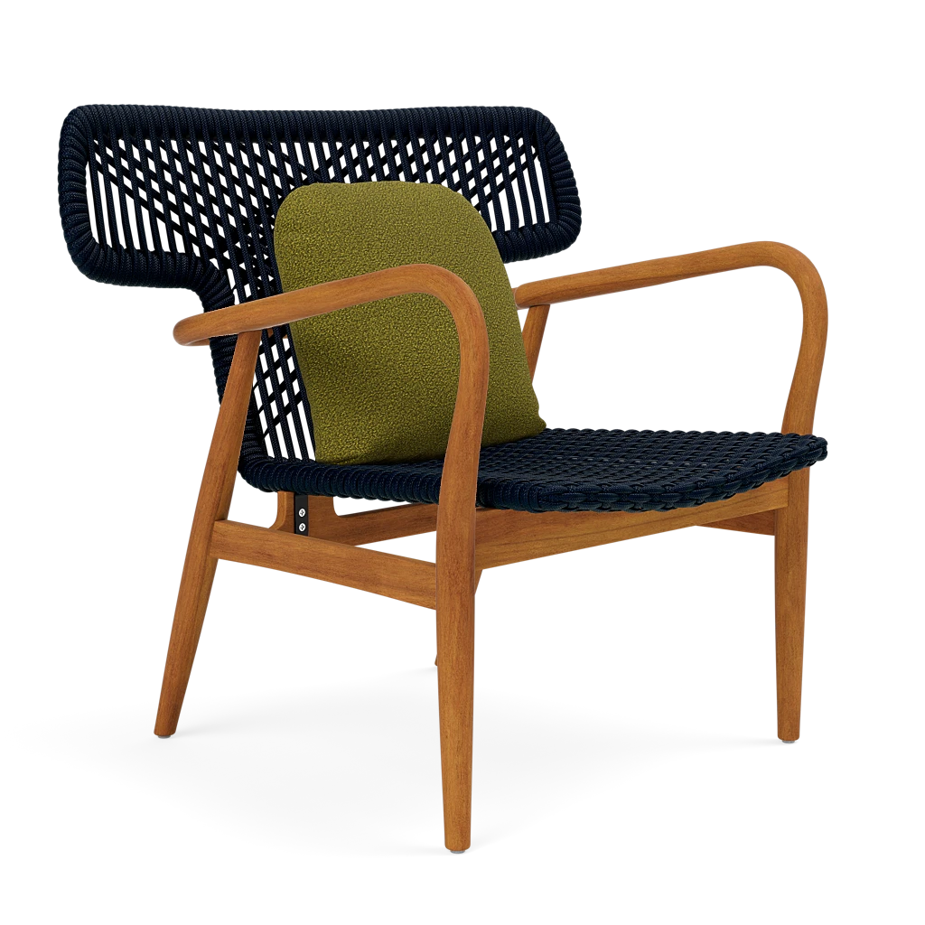 Garrison Outdoor Wing Chair - Lambro Olive High-Performance Boucle Cushion