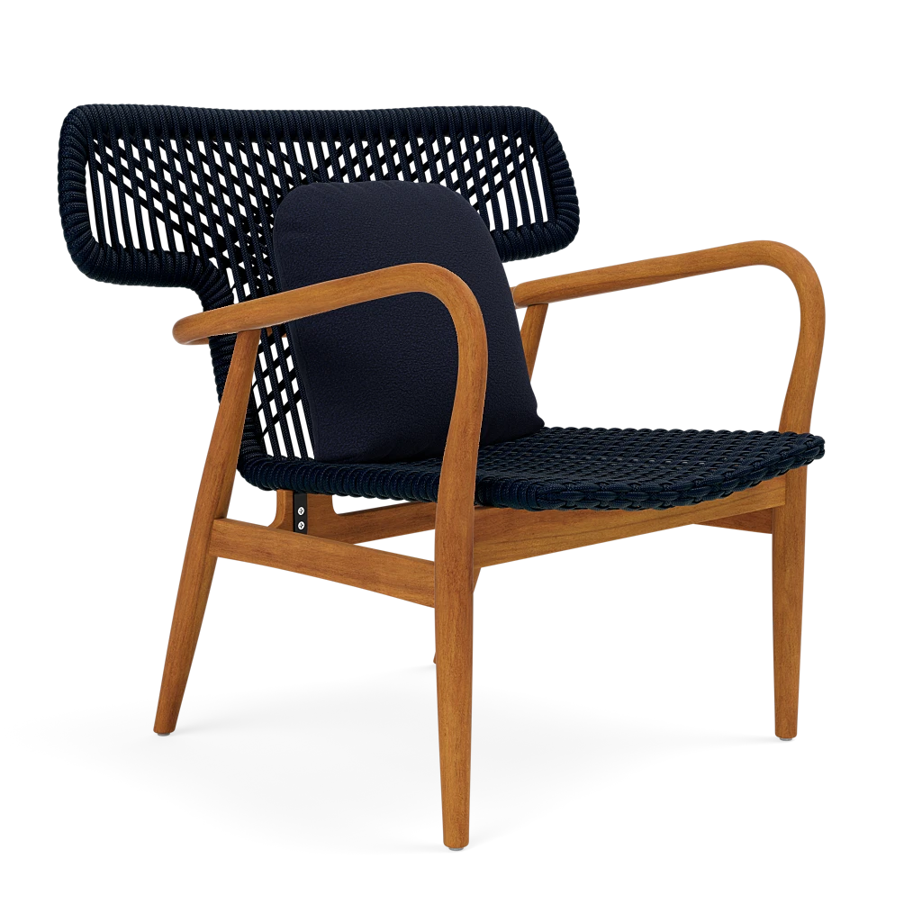 Garrison Outdoor Wing Chair - Lambro Navy High-Performance Boucle Cushion