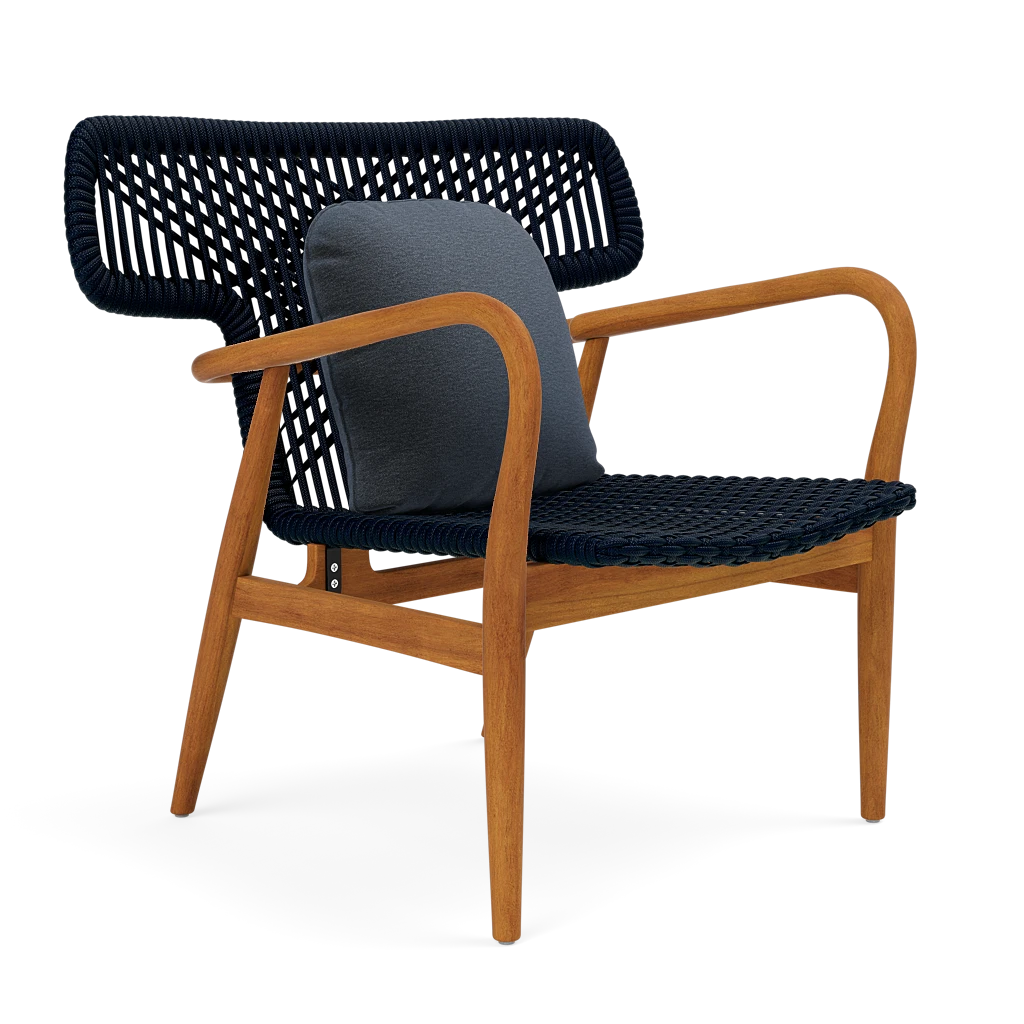 Garrison Outdoor Wing Chair - Havel Navy Outdoor Performance Velvet Cushion
