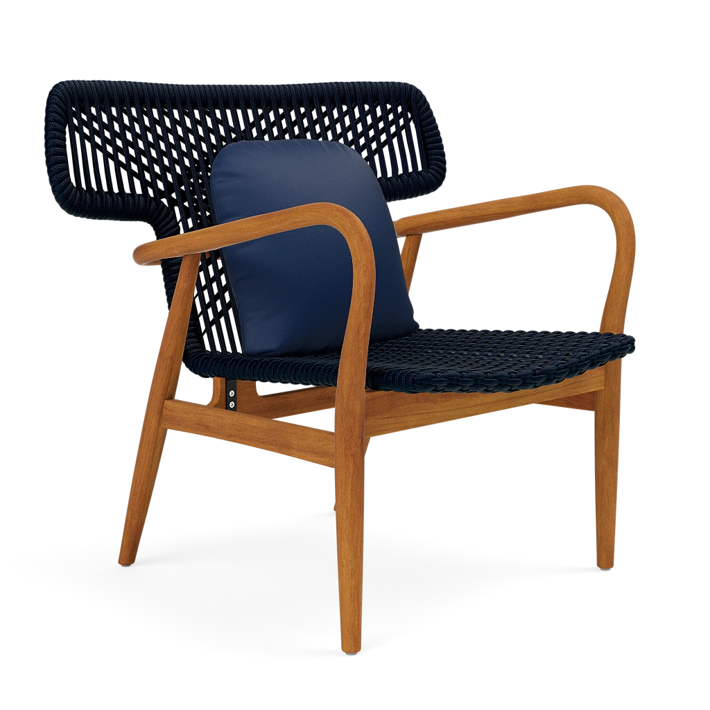 Garrison Outdoor Wing Chair - Garonne Navy Marine Leather Cushion