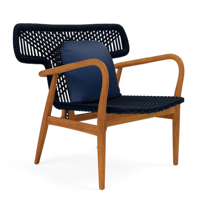 Garrison Outdoor Wing Chair - Garonne Navy Marine Leather Cushion