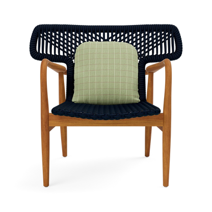 Garrison Outdoor Wing Chair - Clyde Mint Plaid High-Performance Fabric