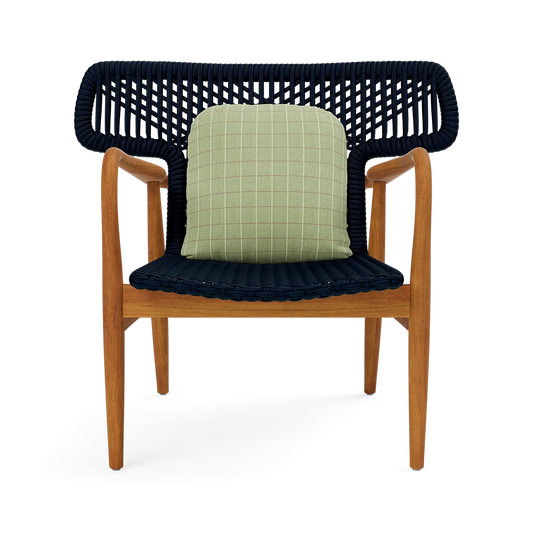 Garrison Outdoor Wing Chair - Clyde Mint Plaid High-Performance Fabric