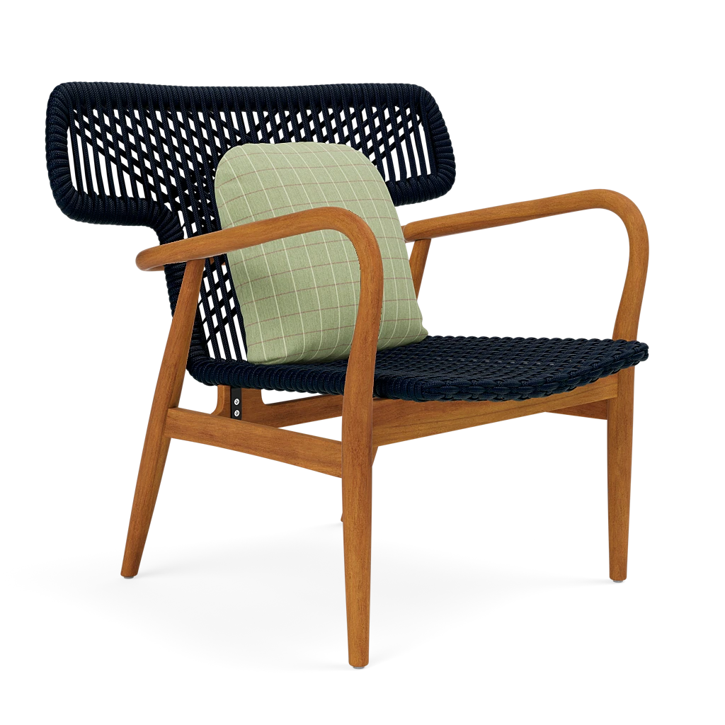 Garrison Outdoor Wing Chair - Clyde Mint Plaid High-Performance Fabric