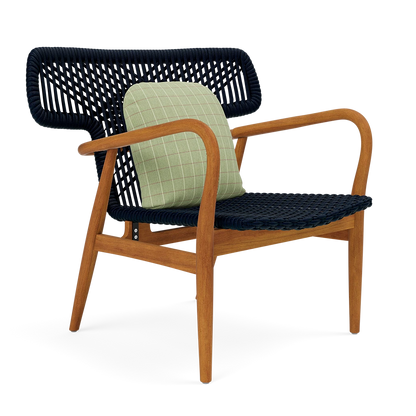 Garrison Outdoor Wing Chair - Clyde Mint Plaid High-Performance Fabric