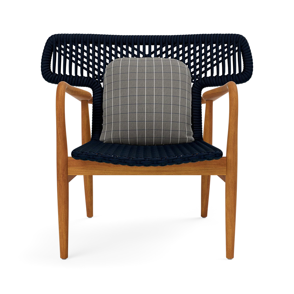 Garrison Outdoor Wing Chair - Clyde Charcoal Plaid High-Performance Fabric