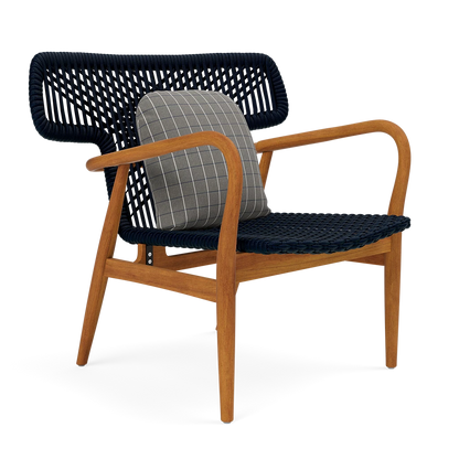 Garrison Outdoor Wing Chair - Clyde Charcoal Plaid High-Performance Fabric