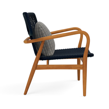 Garrison Outdoor Wing Chair - Clyde Charcoal Plaid High-Performance Fabric