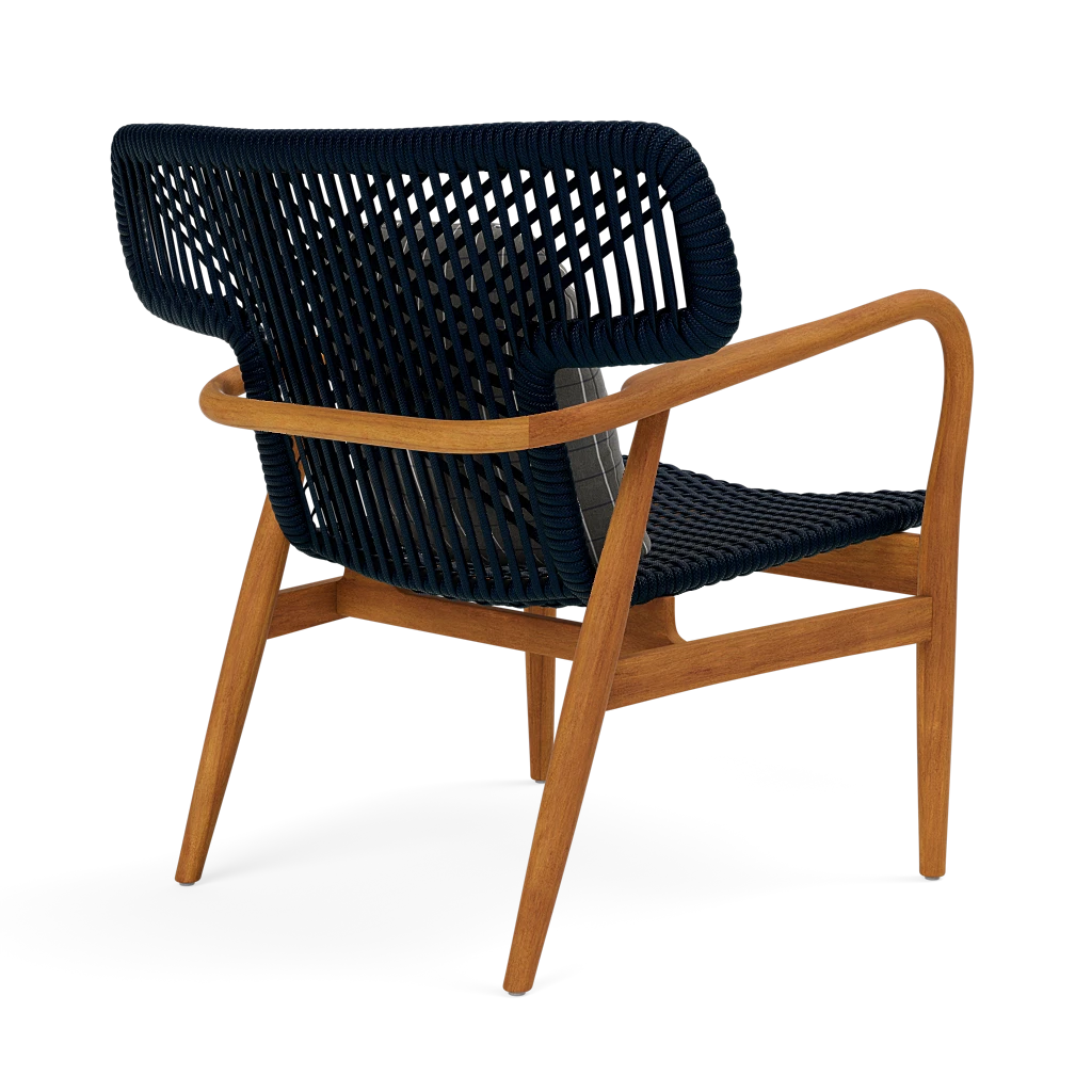 Garrison Outdoor Wing Chair - Clyde Charcoal Plaid High-Performance Fabric