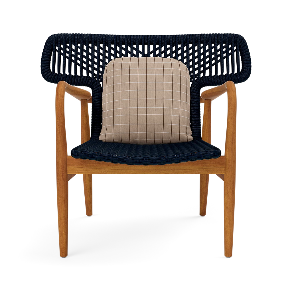 Garrison Outdoor Wing Chair - Clyde Beige Plaid High-Performance Fabric