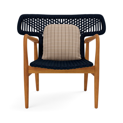 Garrison Outdoor Wing Chair - Clyde Beige Plaid High-Performance Fabric