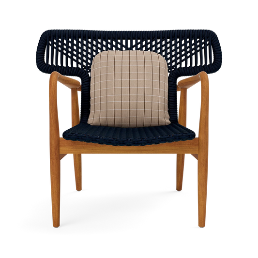 Garrison Outdoor Wing Chair - Clyde Beige Plaid High-Performance Fabric