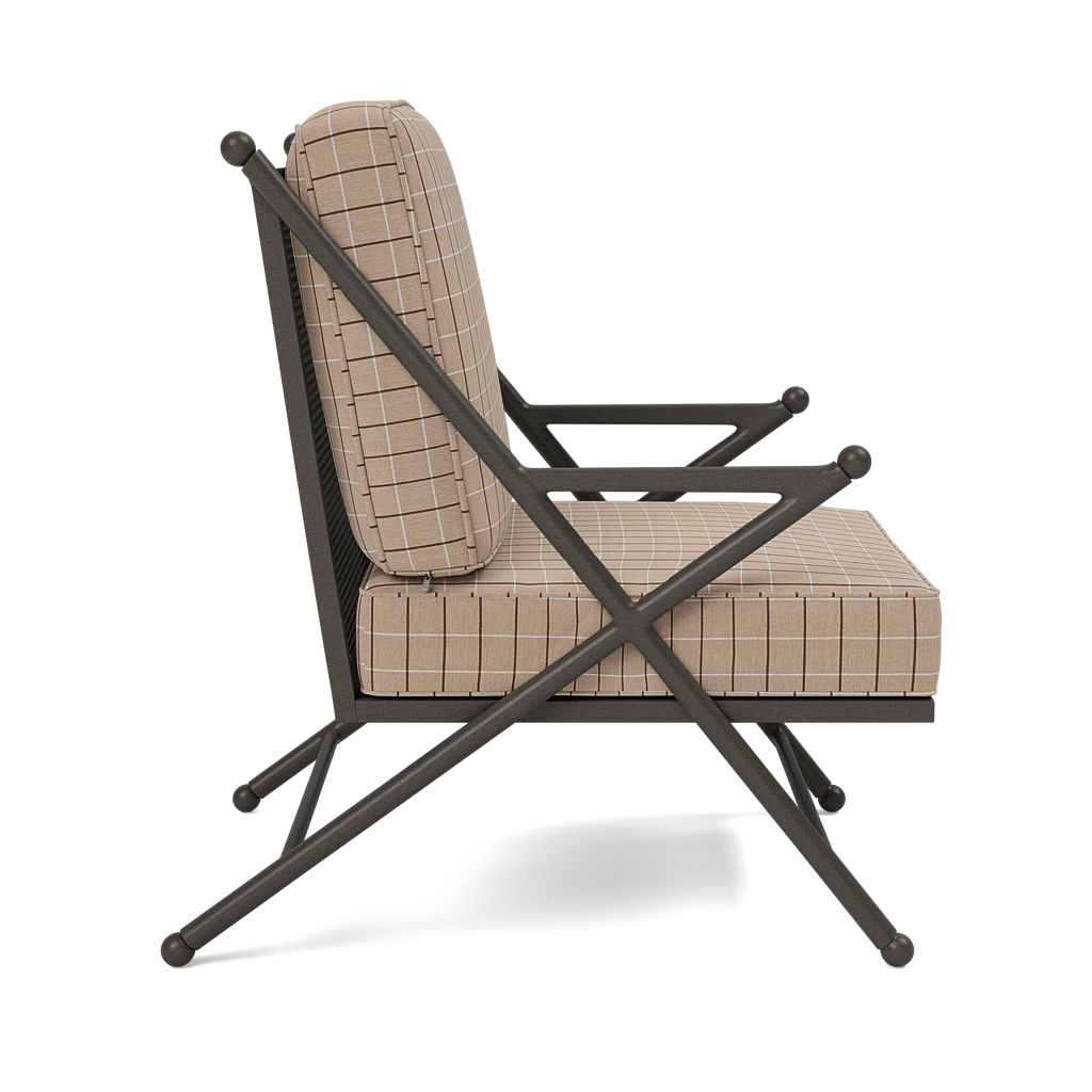 Balta XL Lounge Chair Clyde Beige Plaid High-Performance Fabric