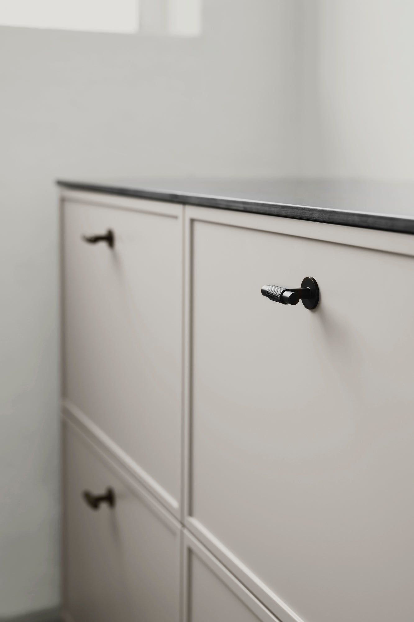 Matte Black "Manor" Knurled Cabinet Knobs and Drawer Pulls