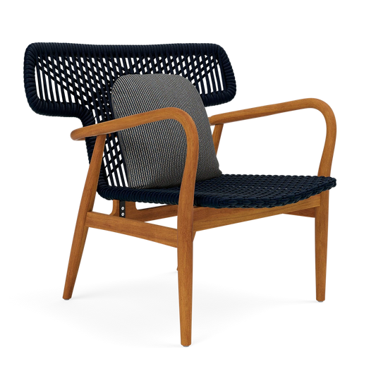 Garrison Outdoor Wing Chair - Mullen Dark Navy/Oat Performance Fabric