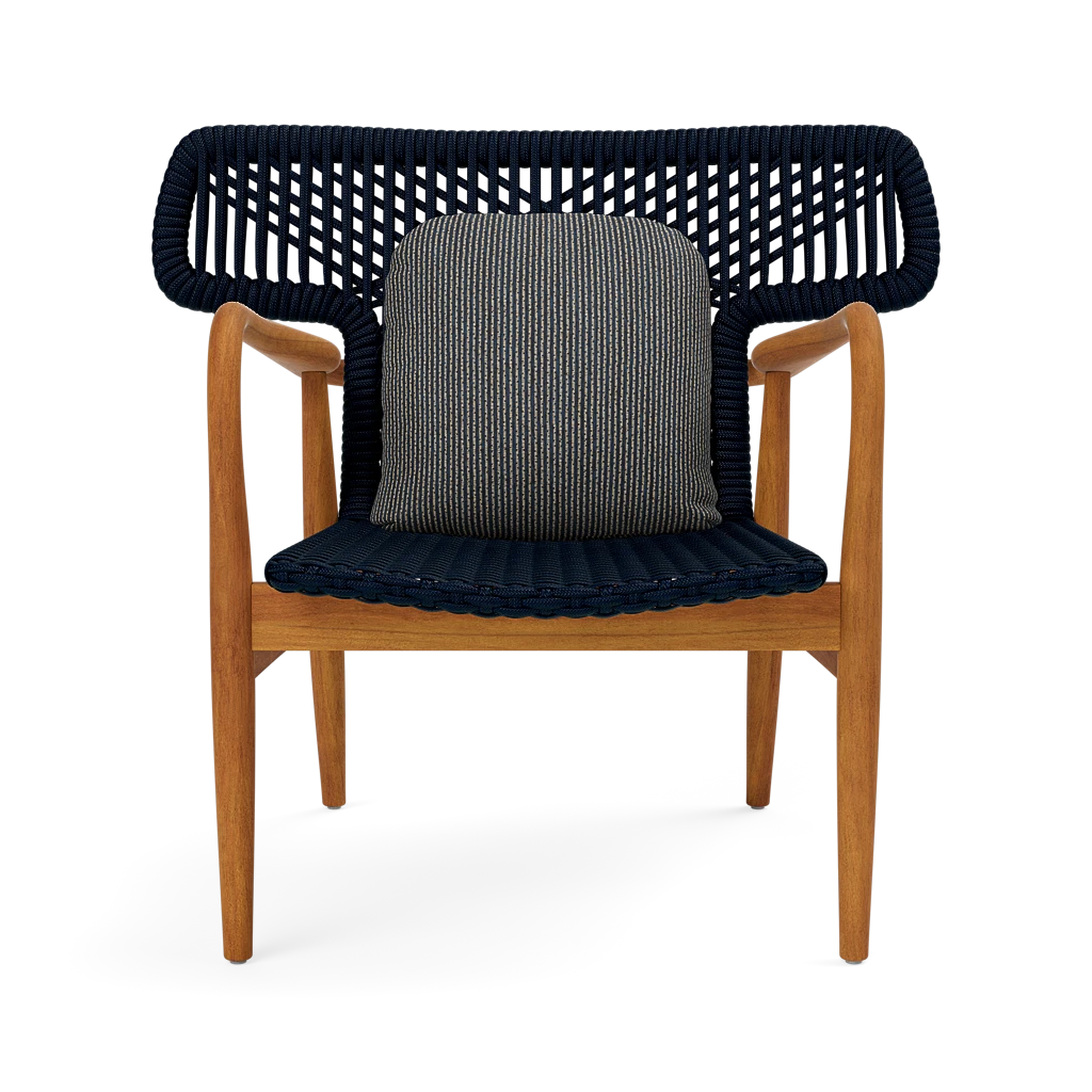 Garrison Outdoor Wing Chair - Mullen Dark Navy/Oat Performance Fabric