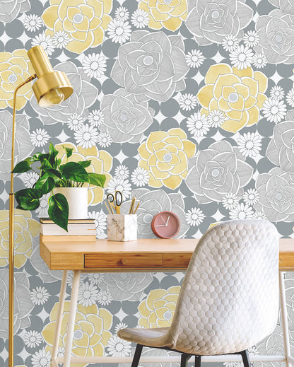 Retro Floral Peel and Stick Removable Wallpaper