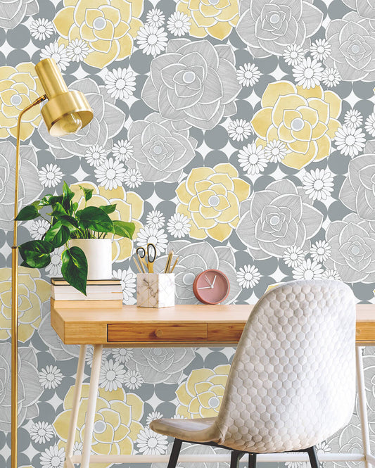 Retro Floral Peel and Stick Removable Wallpaper