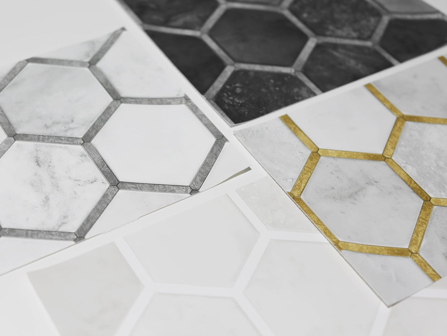 Inlay Hexagon Geometric Peel and Stick Removable Wallpaper
