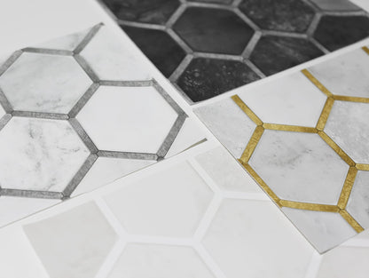 Inlay Hexagon Geometric Peel and Stick Removable Wallpaper