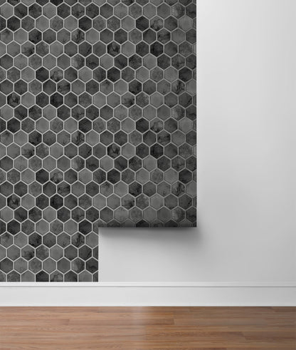 Inlay Hexagon Geometric Peel and Stick Removable Wallpaper