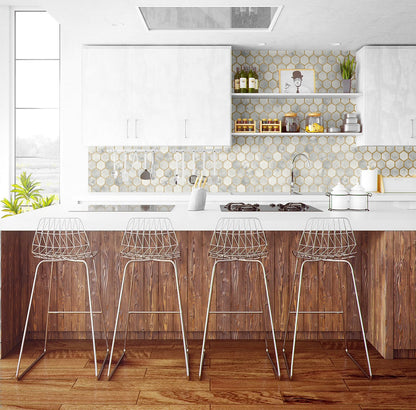 Inlay Hexagon Geometric Peel and Stick Removable Wallpaper